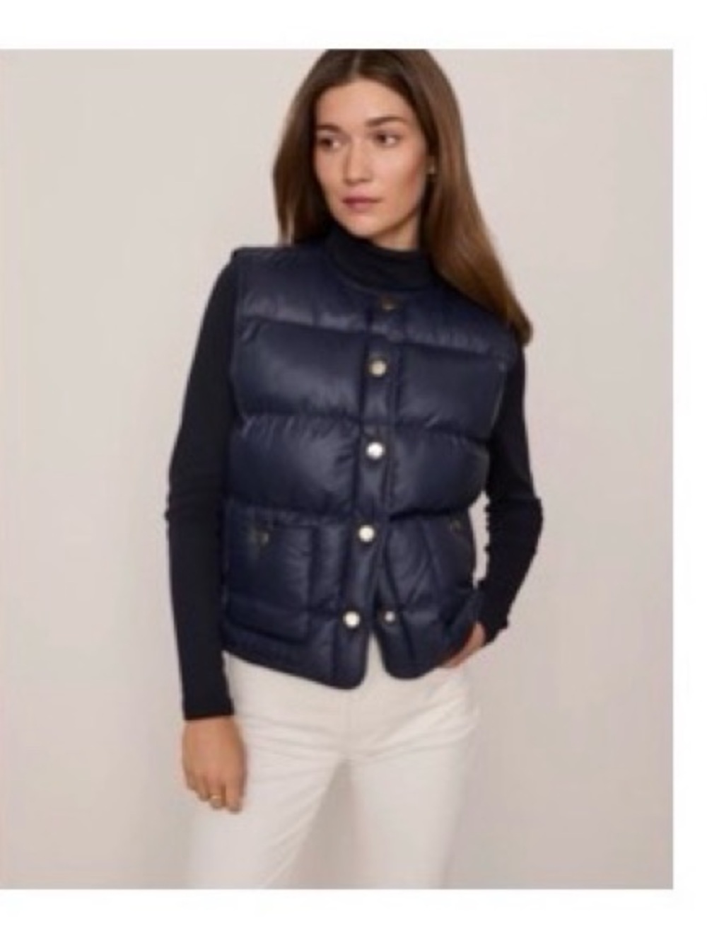 Ann Taylor Petite Navy Quilted Puffer Vest- S